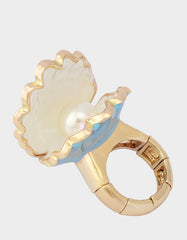 CLAM SHELL STRETCH RING BLUE