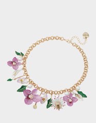 FLOWER BOUQUET FRONTAL NECKLACE PURPLE
