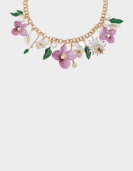 FLOWER BOUQUET FRONTAL NECKLACE PURPLE