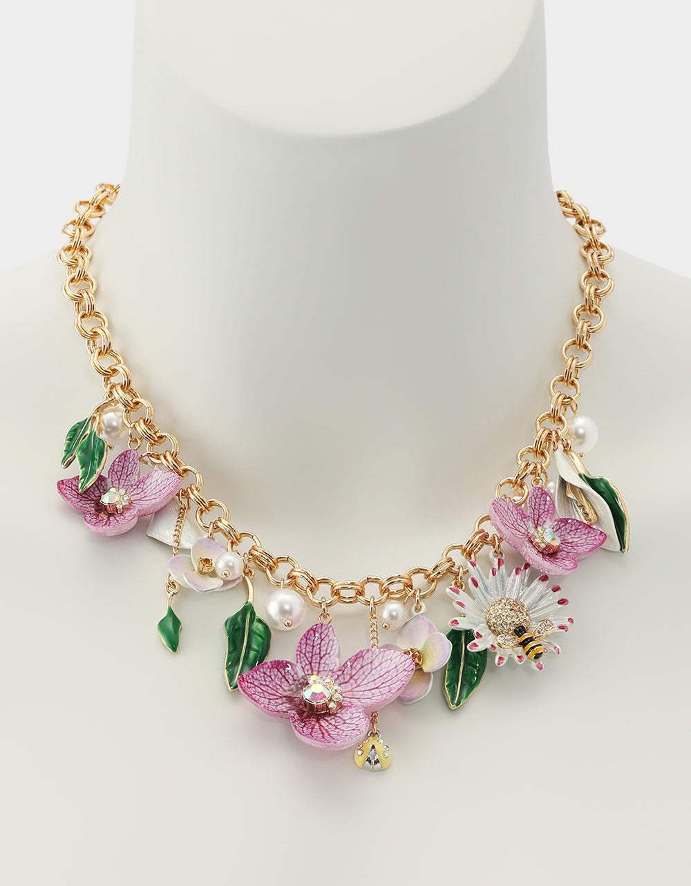 FLOWER BOUQUET FRONTAL NECKLACE PURPLE
