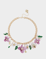 FLOWER BOUQUET FRONTAL NECKLACE PURPLE