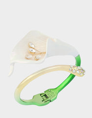 CALLA LILY BYPASS BANGLE BRACELET GREEN