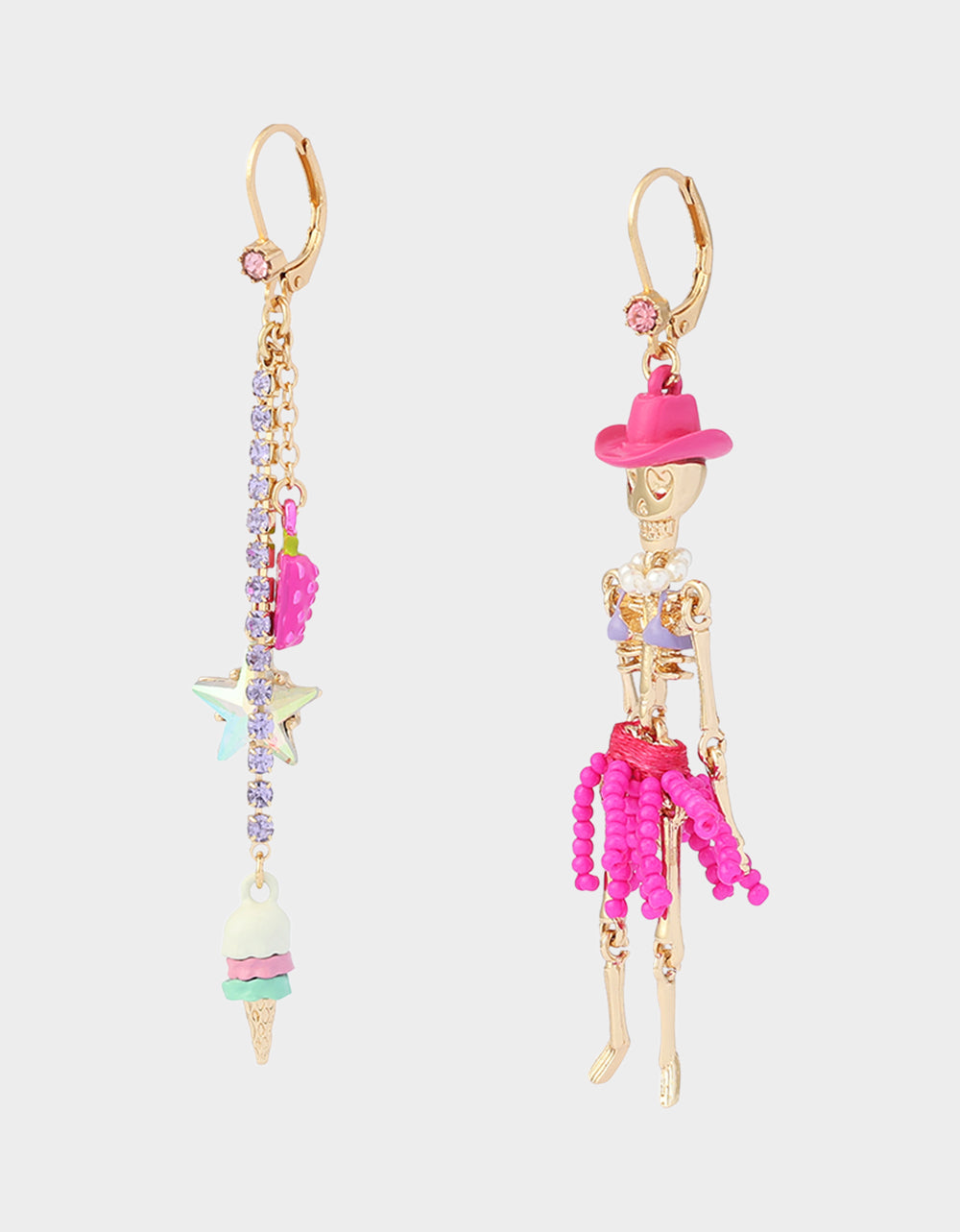 MISMATCH COACHELLA SKELETON EARRINGS PINK