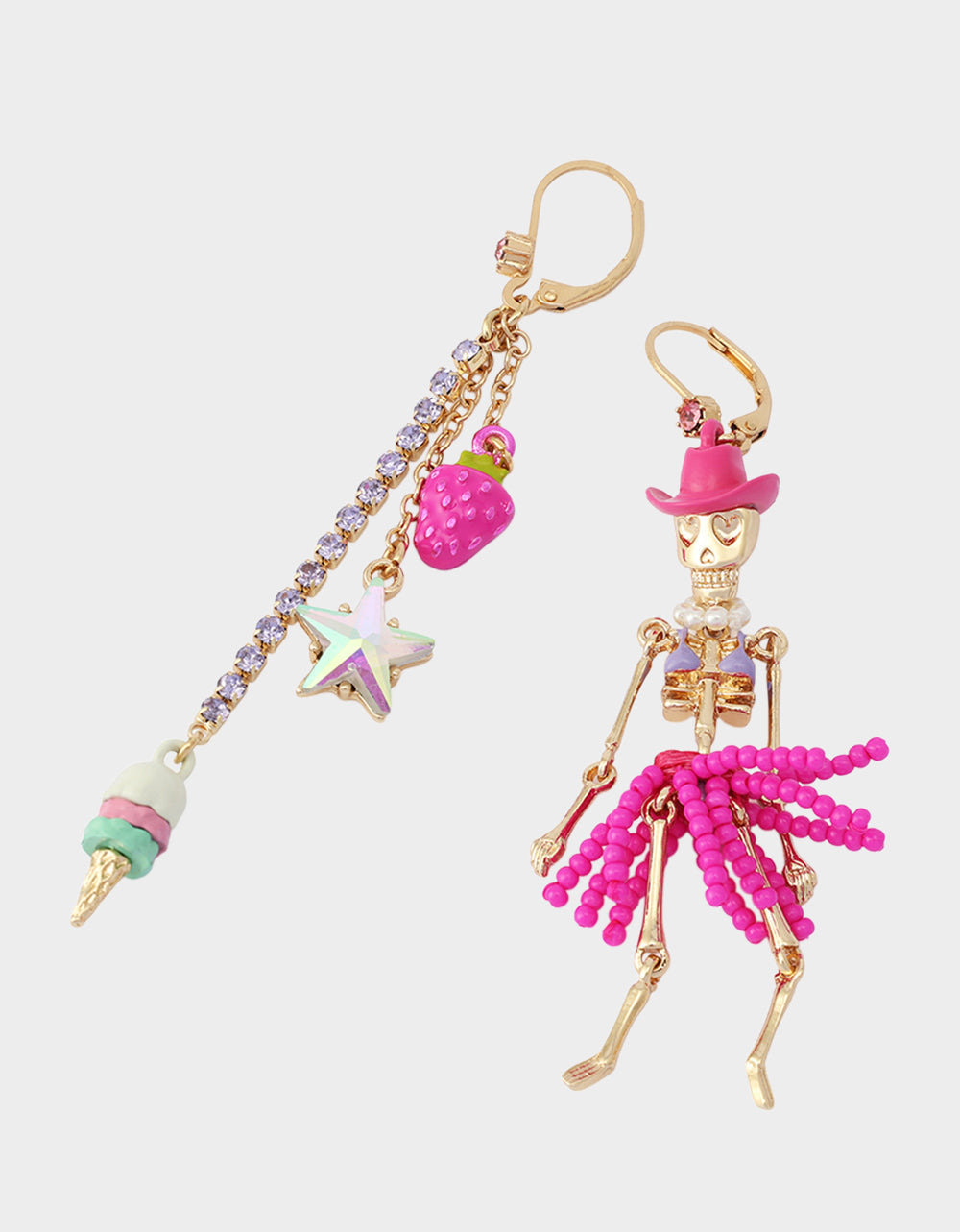 MISMATCH COACHELLA SKELETON EARRINGS PINK