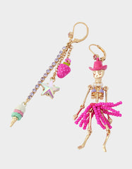 MISMATCH COACHELLA SKELETON EARRINGS PINK