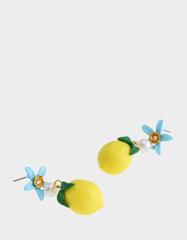 FLOWER LEMON DOUBLE DROP EARRINGS YELLOW