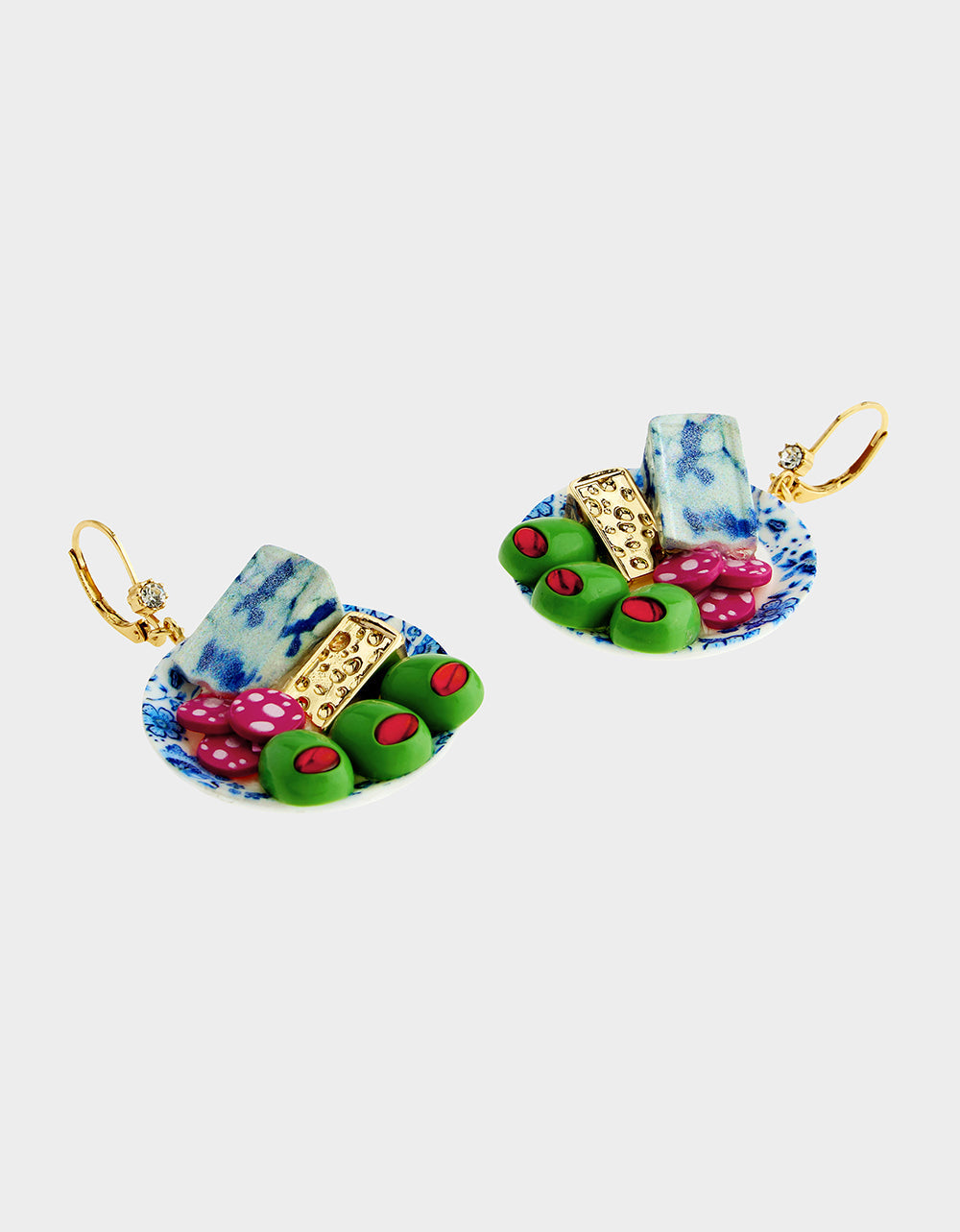 CHEESE PLATE EARRINGS BLUE