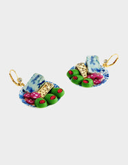 CHEESE PLATE EARRINGS BLUE