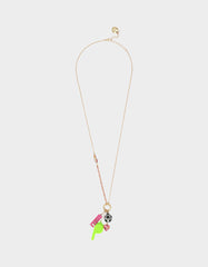 SOCCER CHARM LONG PENDANT NECKLACE PINK