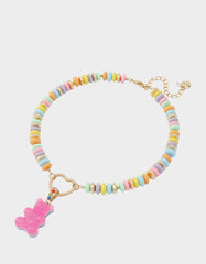 GUMMY BEAR SHORT PENDANT NECKLACE PINK
