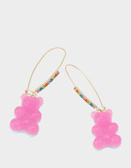 GUMMY BEAR SHEPHERD HOOK EARRINGS PINK