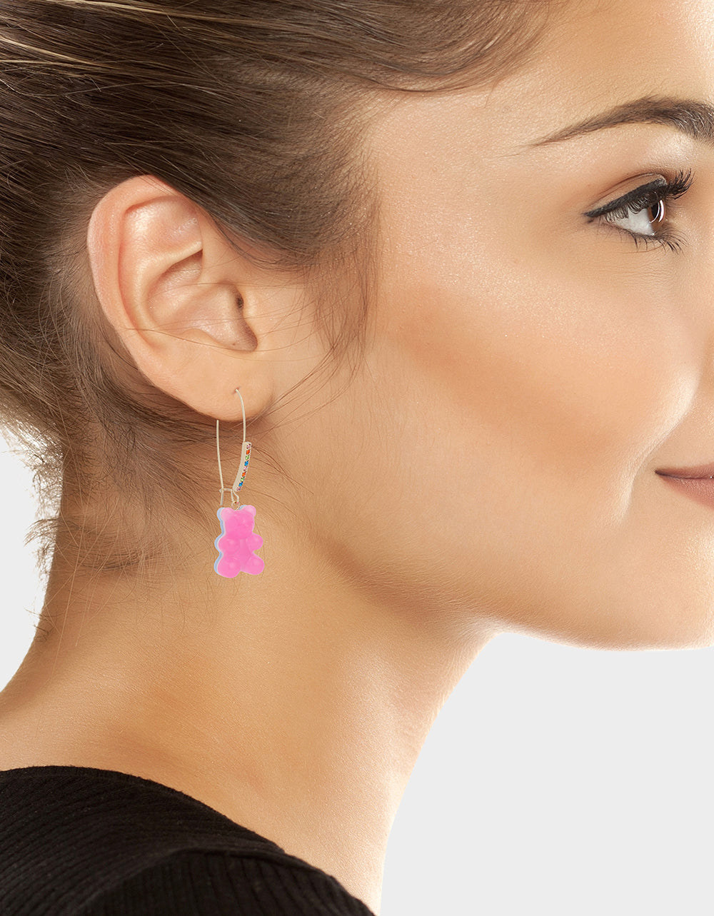 GUMMY BEAR SHEPHERD HOOK EARRINGS PINK