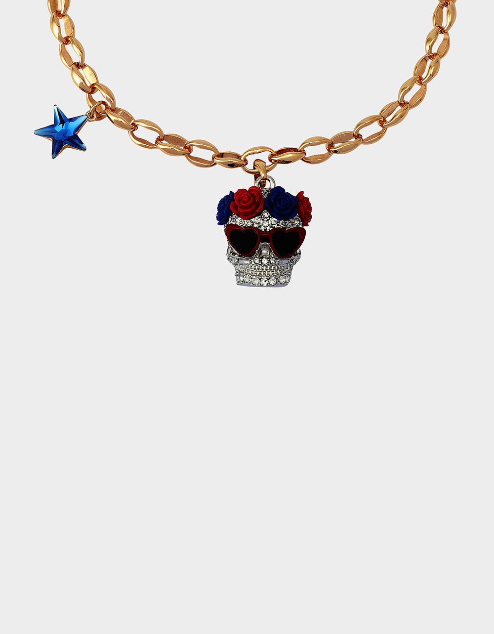 AMERICANA SKULL PENDANT NECKLACE RED