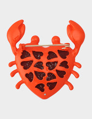 CRAB BROOCH RED