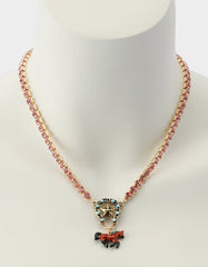 HORSE SHORT PENDANT NECKLACE BROWN