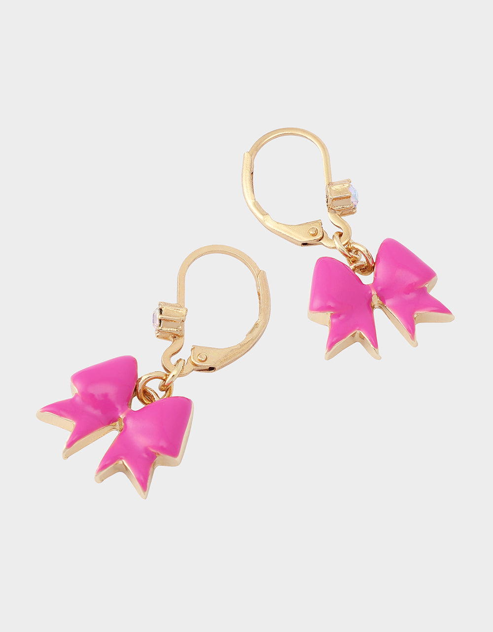 CHEER BOW LEVERBACK EARRING PINK