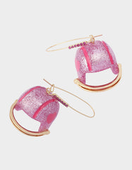 LARGE FOOTBALL HELMET SHEPHERD HOOK EARRING PINK