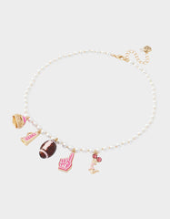 FOOTBALL CHARM FRONTAL NECKLACE PINK