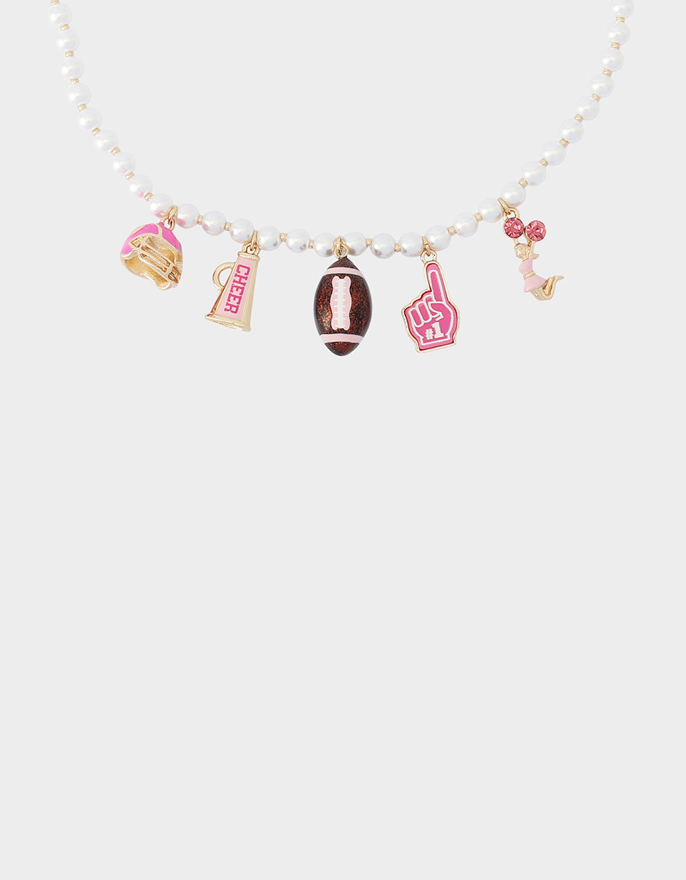 FOOTBALL CHARM FRONTAL NECKLACE PINK