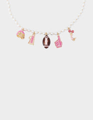 FOOTBALL CHARM FRONTAL NECKLACE PINK