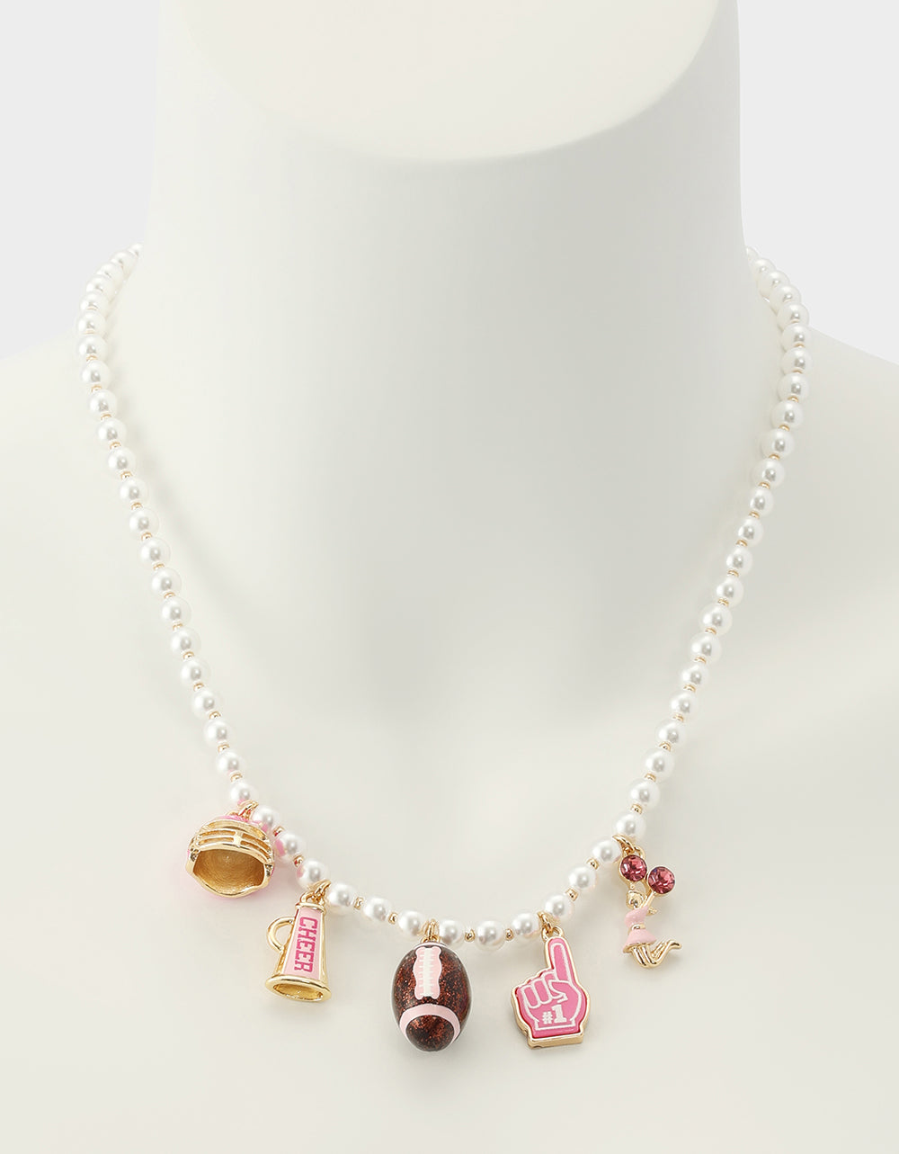 FOOTBALL CHARM FRONTAL NECKLACE PINK