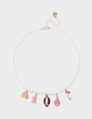 FOOTBALL CHARM FRONTAL NECKLACE PINK