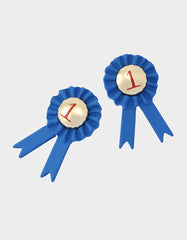 RIBBON STUD EARRING BLUE