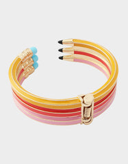 TRIPLE PENCIL HINGE BANGLE BRACELET PINK