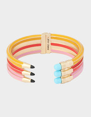 TRIPLE PENCIL HINGE BANGLE BRACELET PINK