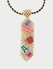 SCHOOL TIE LONG PENDANT NECKLACE MULTI