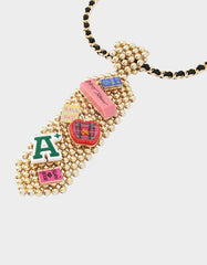 SCHOOL TIE LONG PENDANT NECKLACE MULTI