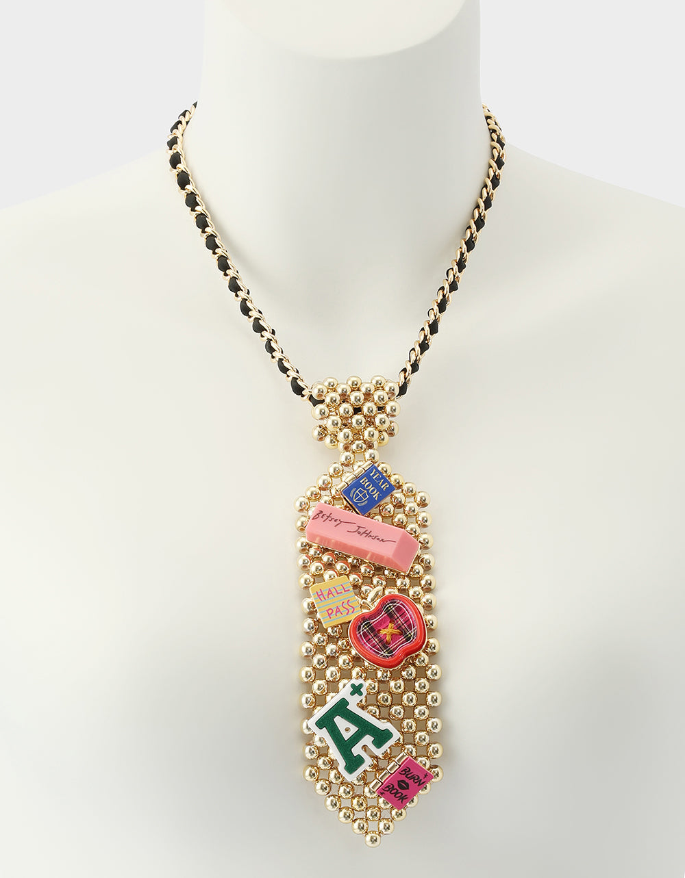 SCHOOL TIE LONG PENDANT NECKLACE MULTI