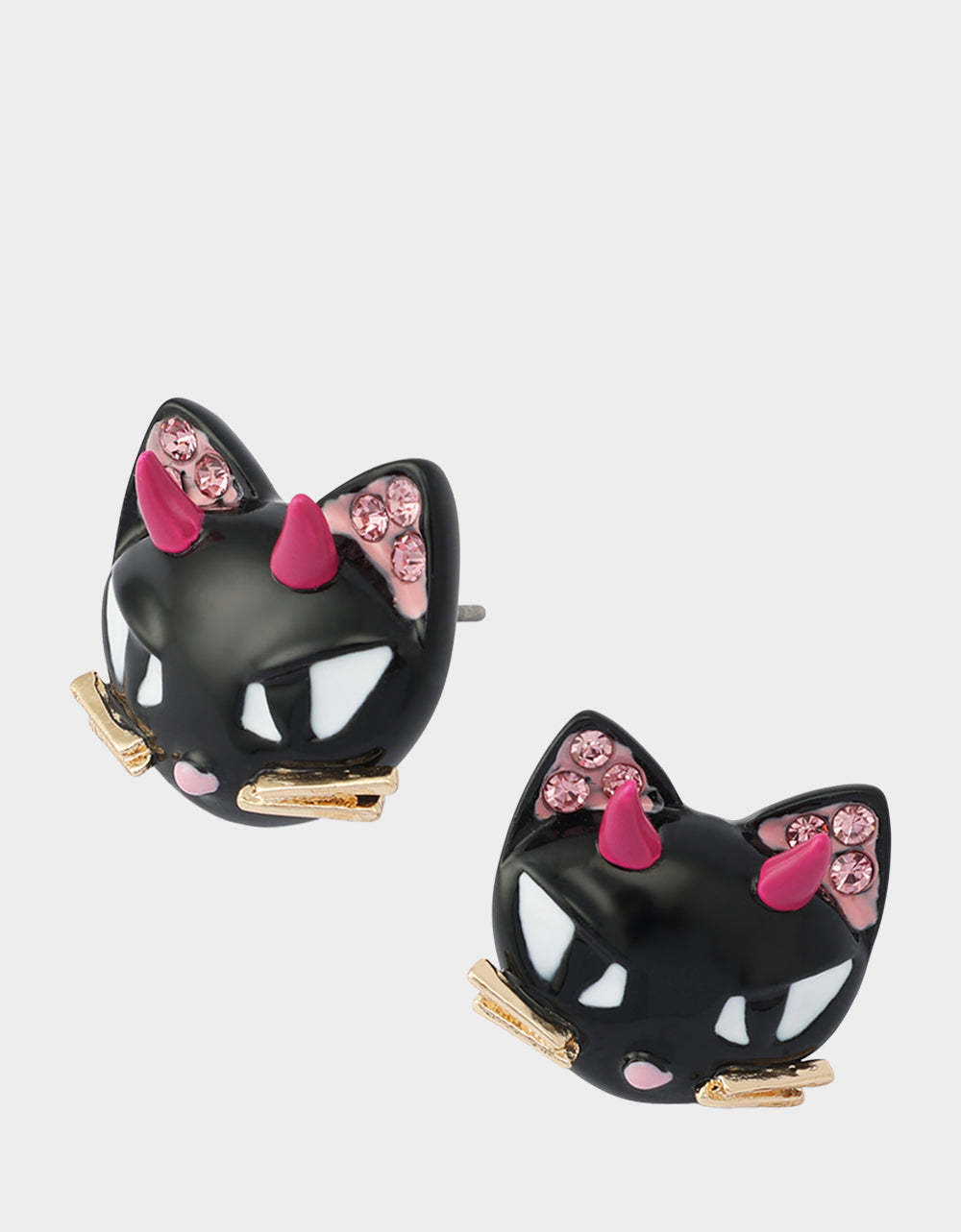 DEVIL CAT STUD EARRING BLACK