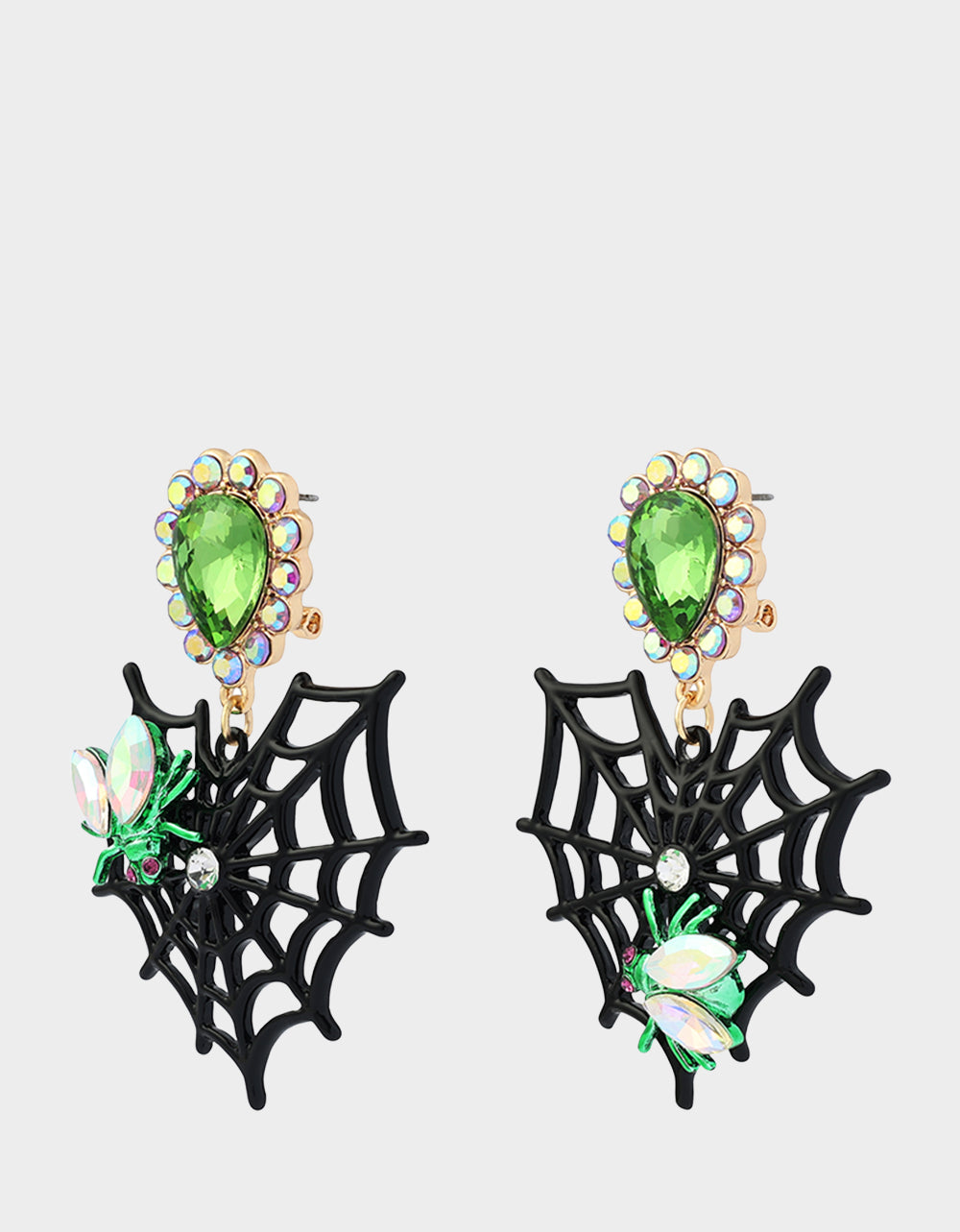 WEB HEART DOUBLE DROP EARRING BLACK