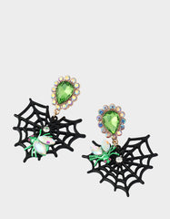 WEB HEART DOUBLE DROP EARRING BLACK