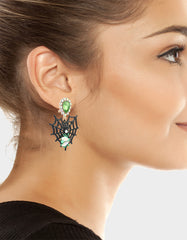 WEB HEART DOUBLE DROP EARRING BLACK