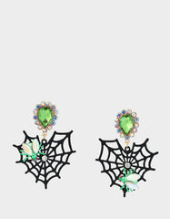 WEB HEART DOUBLE DROP EARRING BLACK