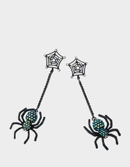 SPIDER WEB LINEAR EARRING GREEN