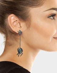SPIDER WEB LINEAR EARRING GREEN