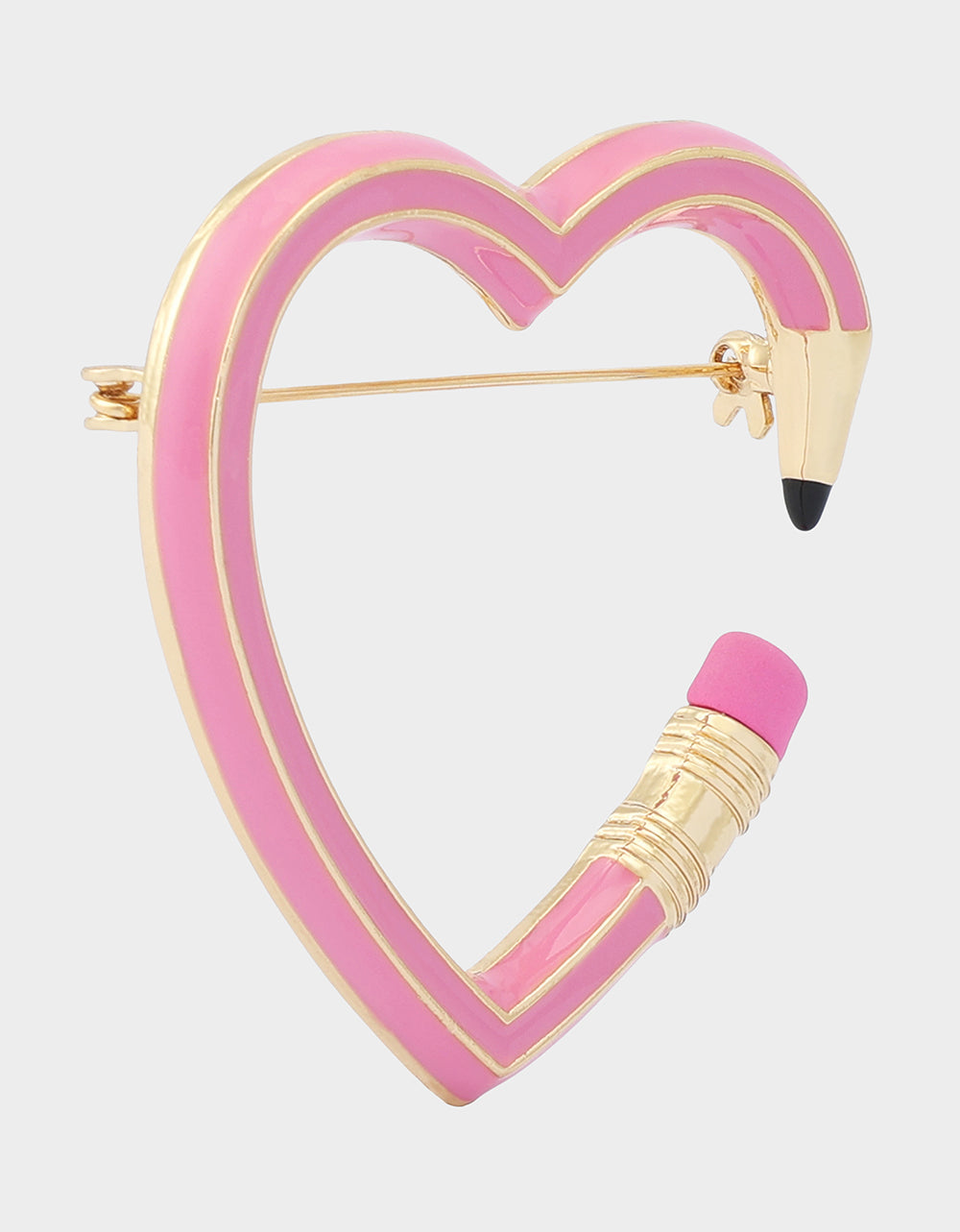 HEART PENCIL BROOCH PINK