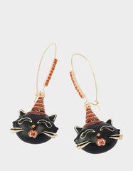 WITCHY CAT SHEPHERD HOOK EARRING BLACK