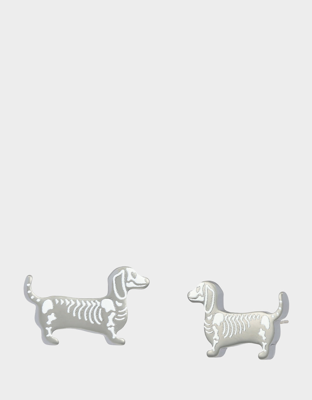 SKELETON DACHSHUND STUD EARRING SILVER