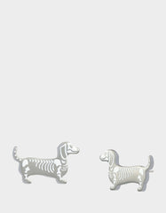 SKELETON DACHSHUND STUD EARRING SILVER