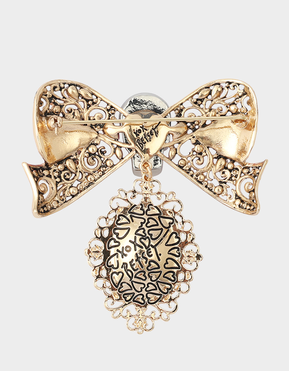 BOW SKULL BROOCH PINK