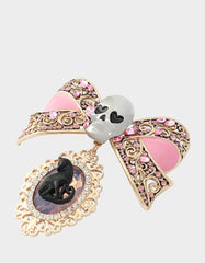 BOW SKULL BROOCH PINK