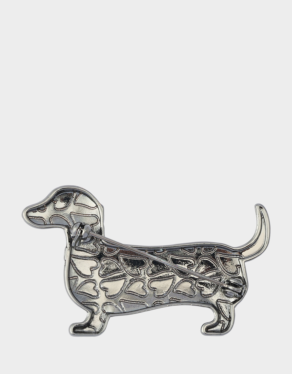 SKELETON DACHSHUND BROOCH SILVER