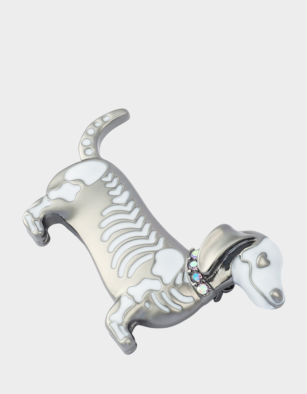 SKELETON DACHSHUND BROOCH SILVER