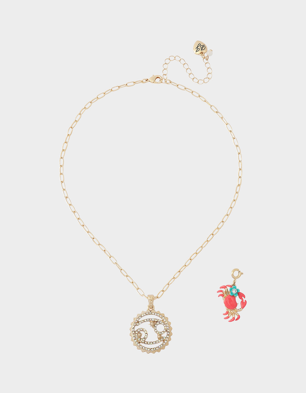 CANCER CHARM PENDANT CORAL