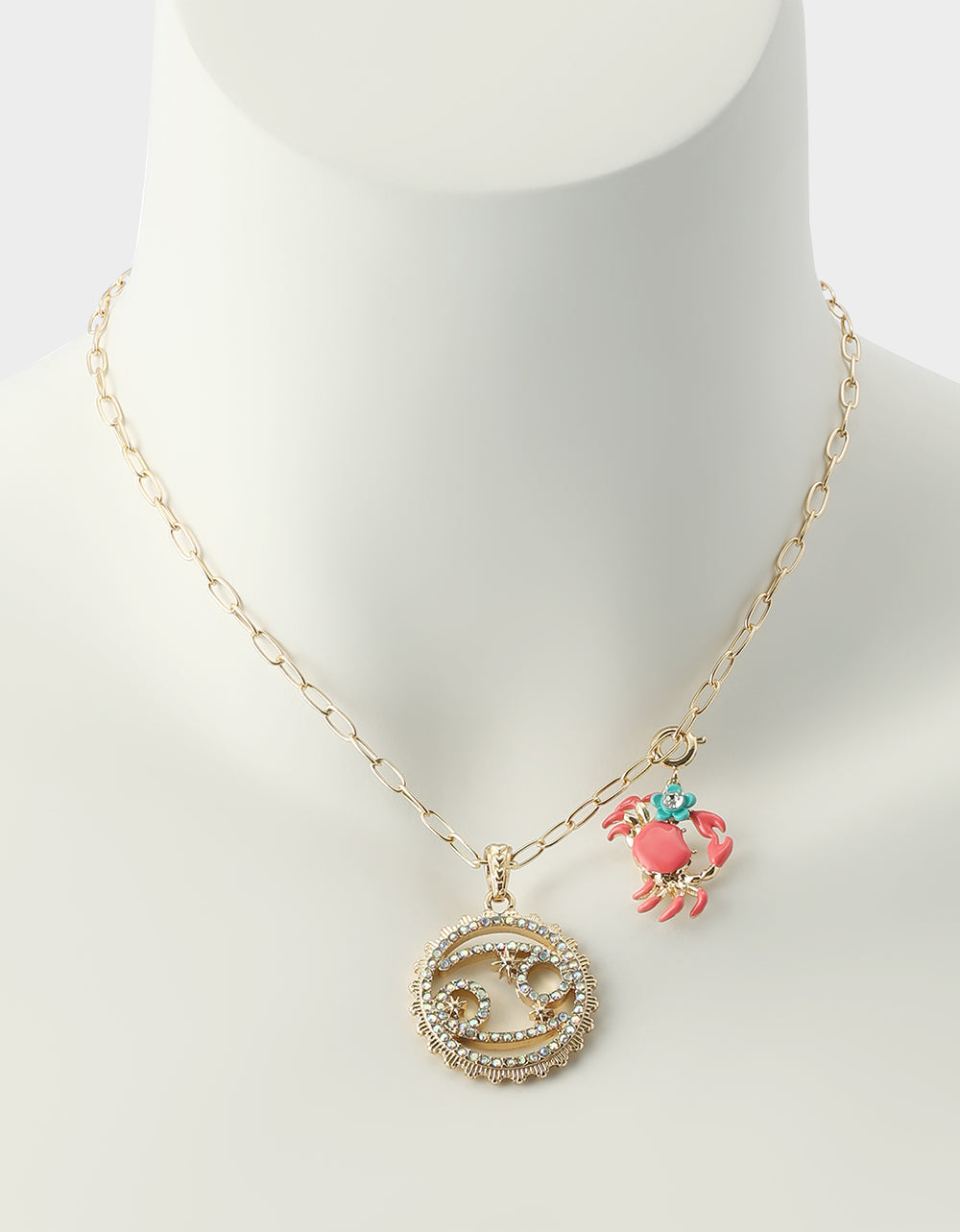 CANCER CHARM PENDANT CORAL