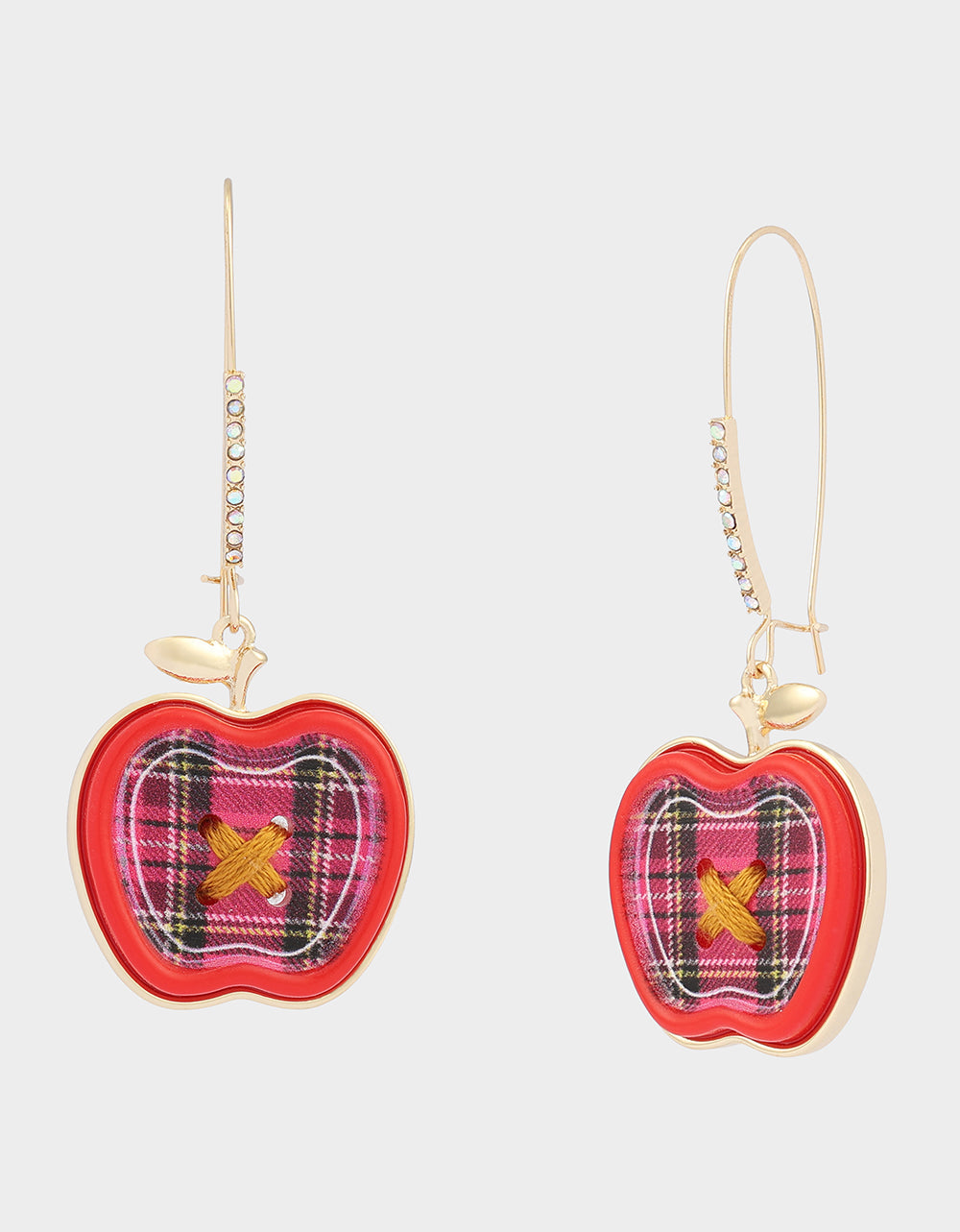 PLAID APPLE SHEPHERD HOOK EARRING RED